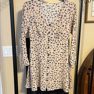 Kori America Stylish Cream and Black Button-Down Dress